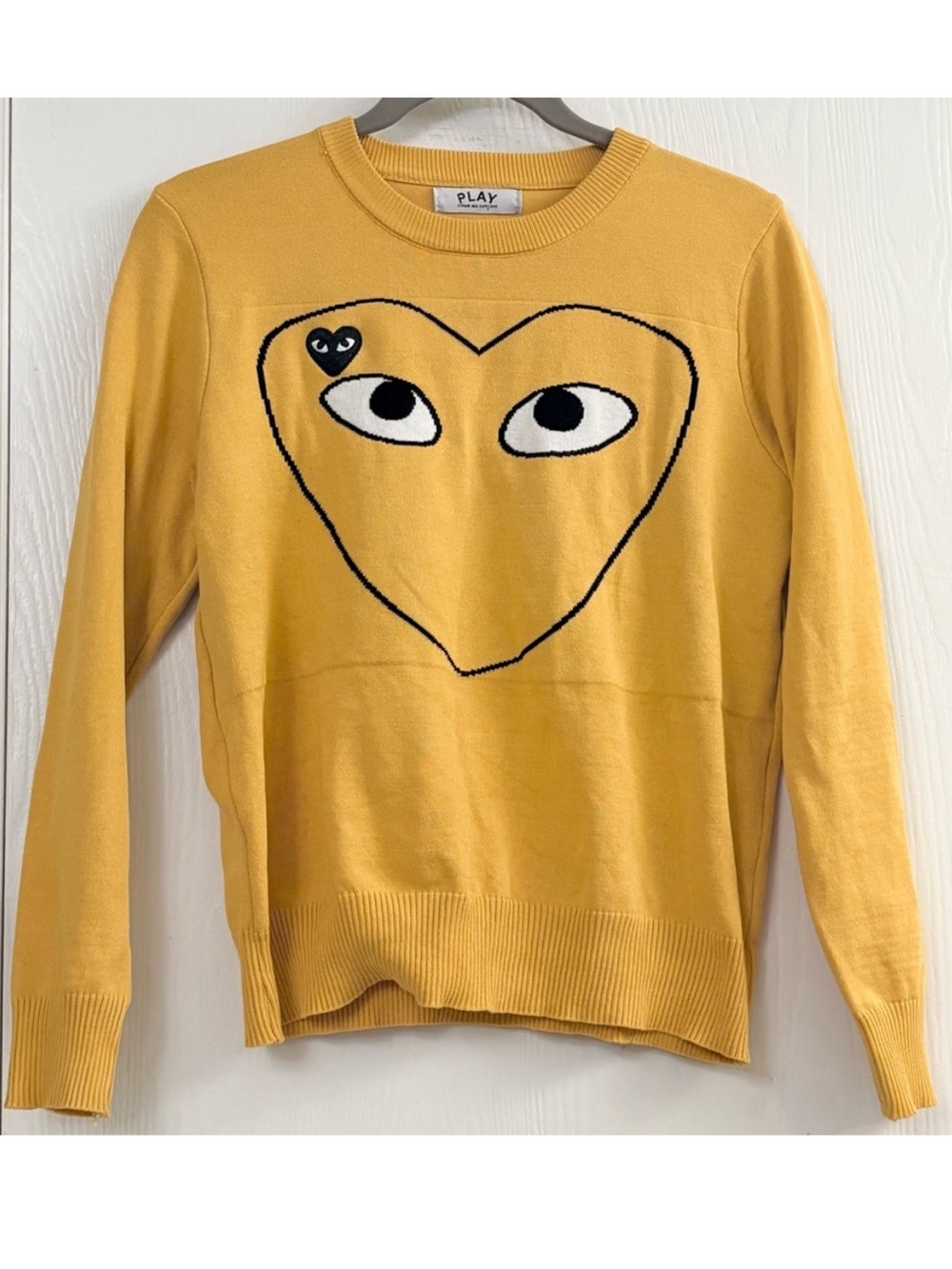 Comme des Garçons PLAY
Heart Logo Mustard Yellow Crewneck Sweater Size S